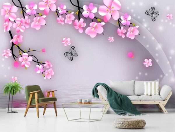 3D Flower Customized Wall Covering Design | Bring Nature's Elegance Indoors - 225