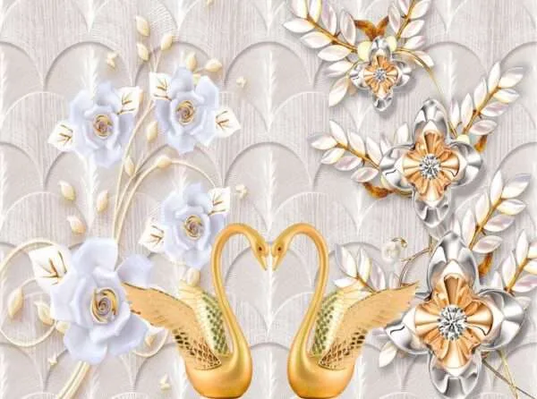 Transform Your Walls with Latest Flowers Design Customized Wallpaper (Print on Demand) - 04