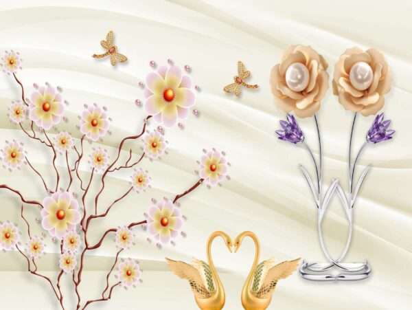 Transform Your Walls with Latest Flowers Design Customized Wallpaper (Print on Demand) - 16