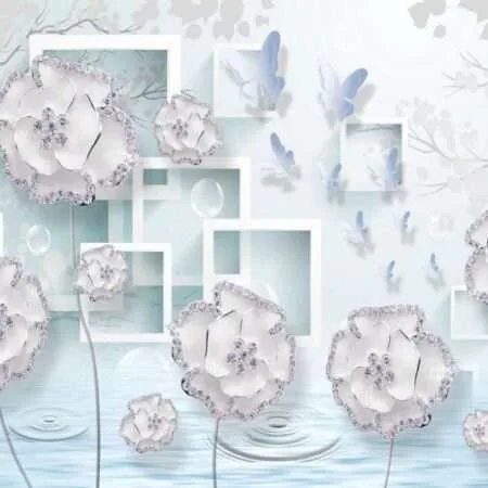 Transform Your Walls with Latest Flowers Design Customized Wallpaper (Print on Demand) -21