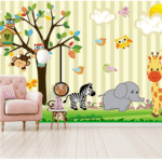 Cute Animals Custom Wallcovering For Kids