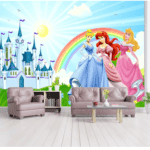 Beautiful Princess Rainbow Custom Wallcovering For Girls