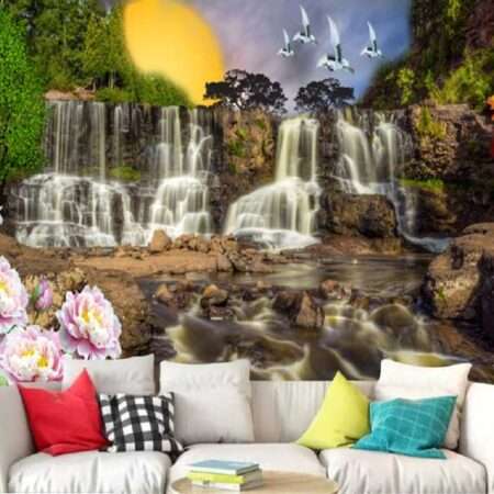 Top Stunning Latest Waterfall design 3D Customized Wallpaper - 33