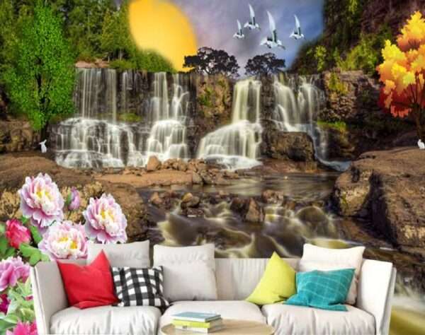 Top Stunning Latest Waterfall design 3D Customized Wallpaper - 33