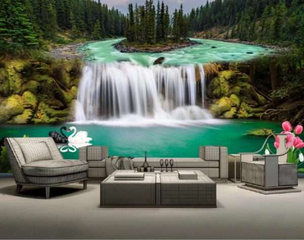 Top Stunning Latest Waterfall design 3D Customized Wallpaper - 47