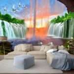 Top Stunning Latest Waterfall design 3D Customized Wallpaper - 50