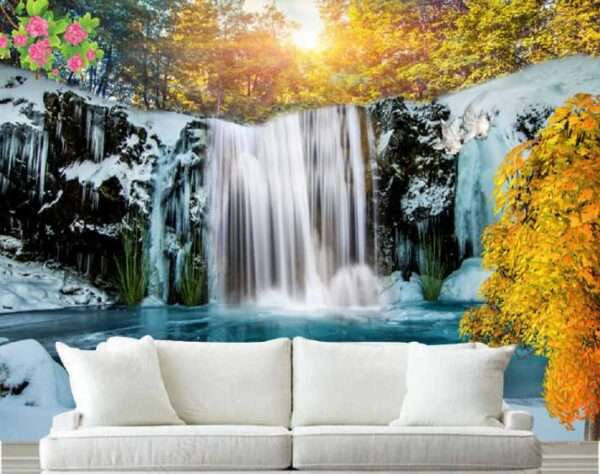 Top Stunning Latest Waterfall design 3D Customized Wallpaper - 54