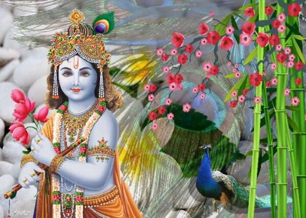 Premium Quality Lord Krishna God Wallpaper | Custom Wall Covering Design - 52