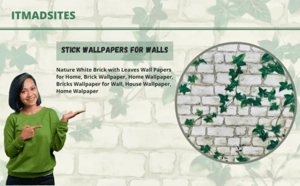 ITMADSITES White Brick with Leaves Wall Papers - Trusted Premium Vinyl Brick Wallpaper for Stunning Home Decor (45 x 500 cm) - Image 4