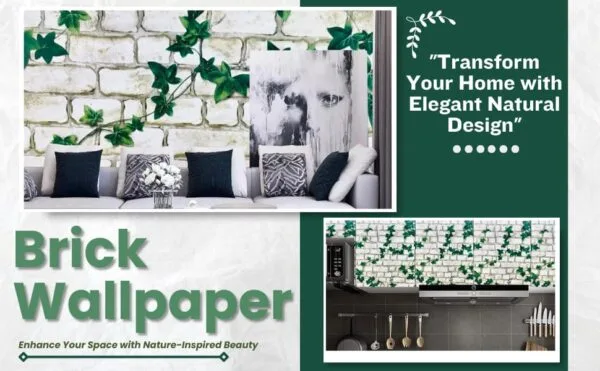 ITMADSITES White Brick with Leaves Wall Papers - Trusted Premium Vinyl Brick Wallpaper for Stunning Home Decor (45 x 500 cm)