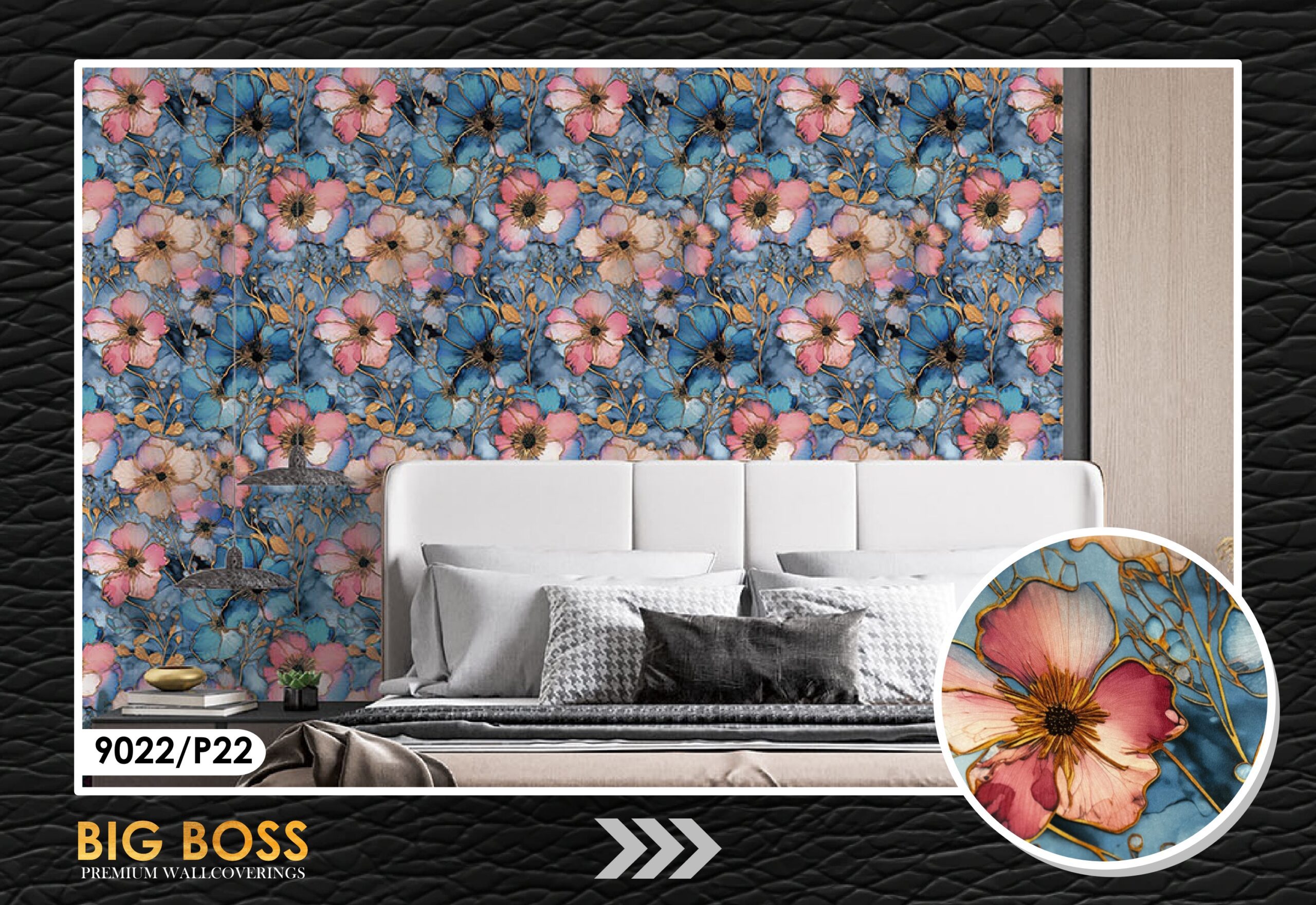 Imported Big Boss Pattern Wallpaper 9022 – Luxury Floral Texture Wallpaper for Elegant Interiors - Image 2