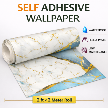 Blue & White Self Adhesive Wallpaper Roll | Modern Peel & Stick Wall Decor (2ft x 2m)