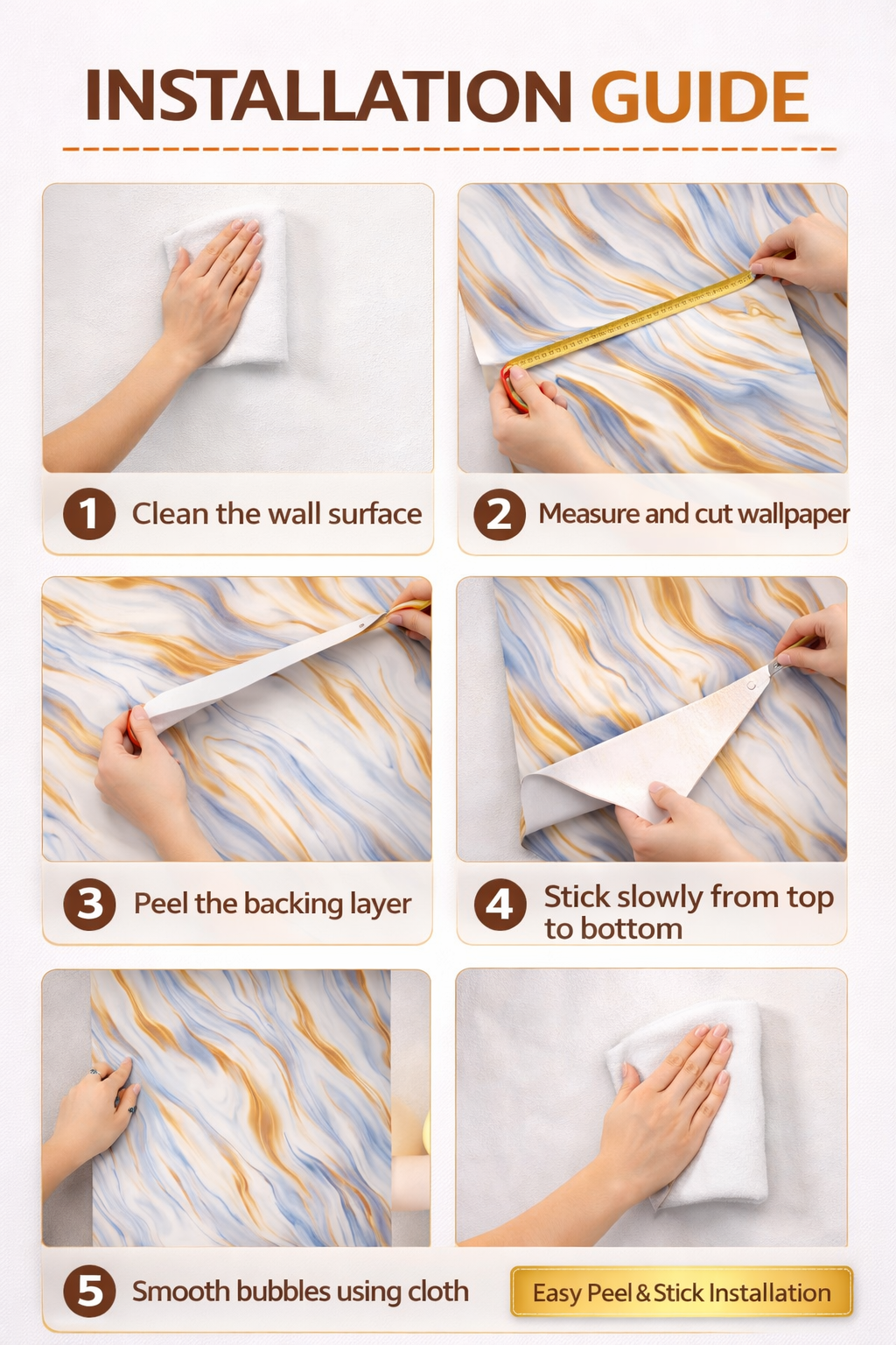 Irresistible Marble Texture Self Adhesive Wallpaper | Premium Peel & Stick Luxury Wall Covering (2ft x 8ft) - Image 3