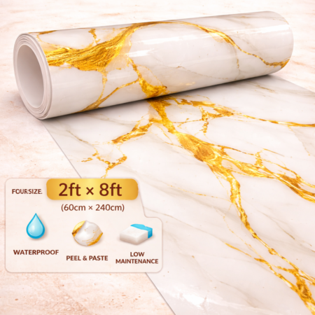 White Gold Marble Finish Wall Covering