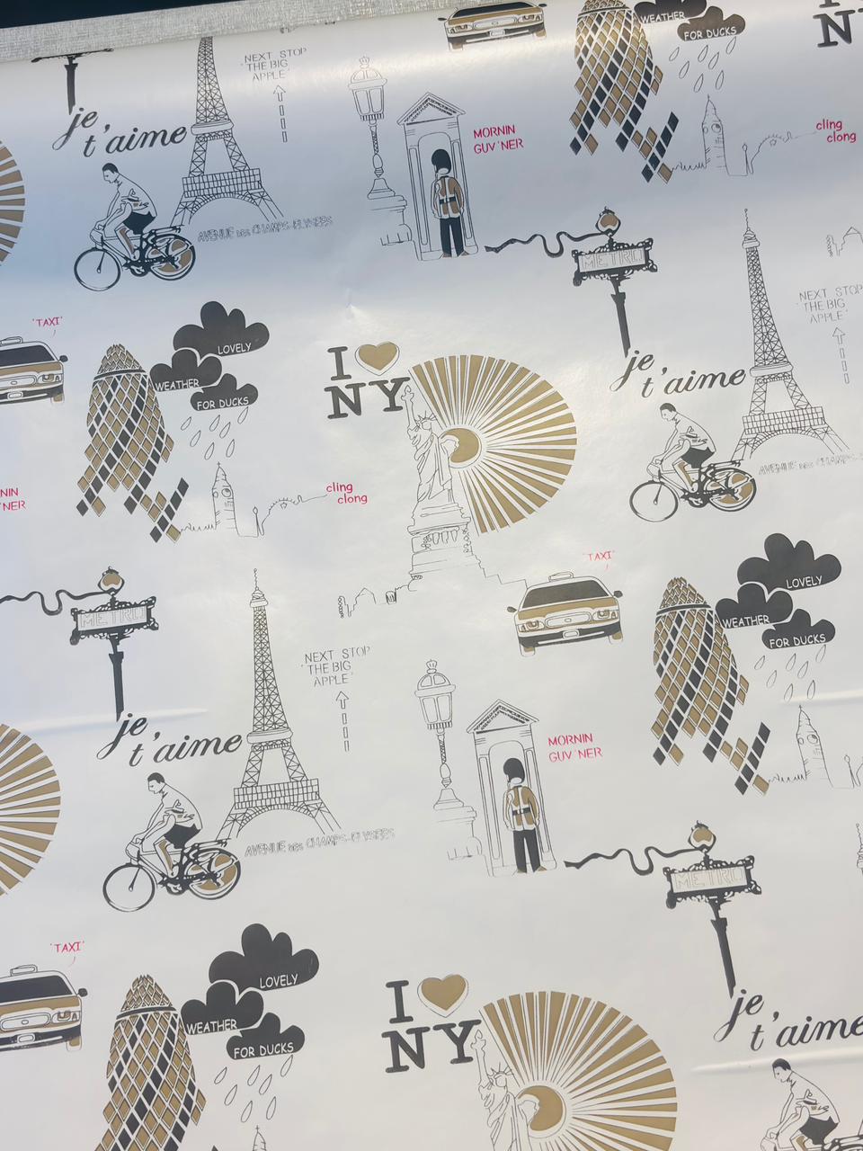 ITMADSITES New York Theme Peel and Stick Wallpaper Roll 43cm x 1000cm – Self Adhesive Waterproof Vinyl Wallpaper | Removable Wallpaper for Home | Modern Wall Decor Wallpaper for Living Room & Bedroom DIY Makeover - Image 3