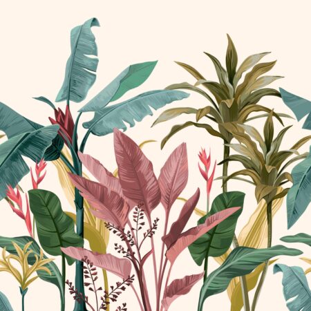 Modern tropical botanical wallpaper with elegant leaf pattern for wall décor