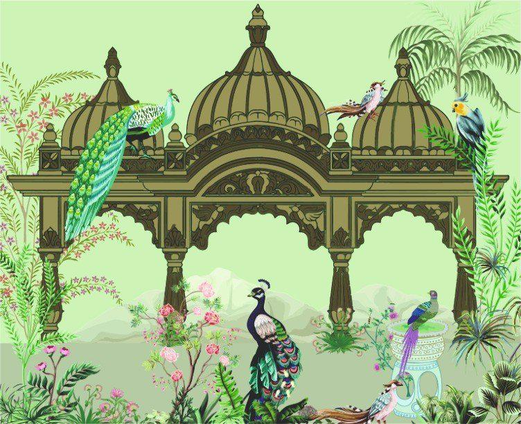 Royal Peacock Pavilion Wallpaper