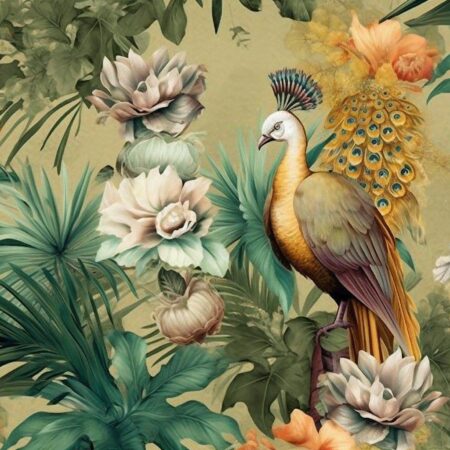 luxury peacock floral wallpaper design