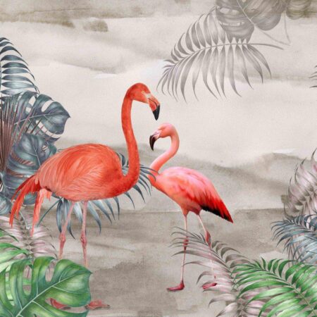 Blush Flamingo Tropical Wallpaper