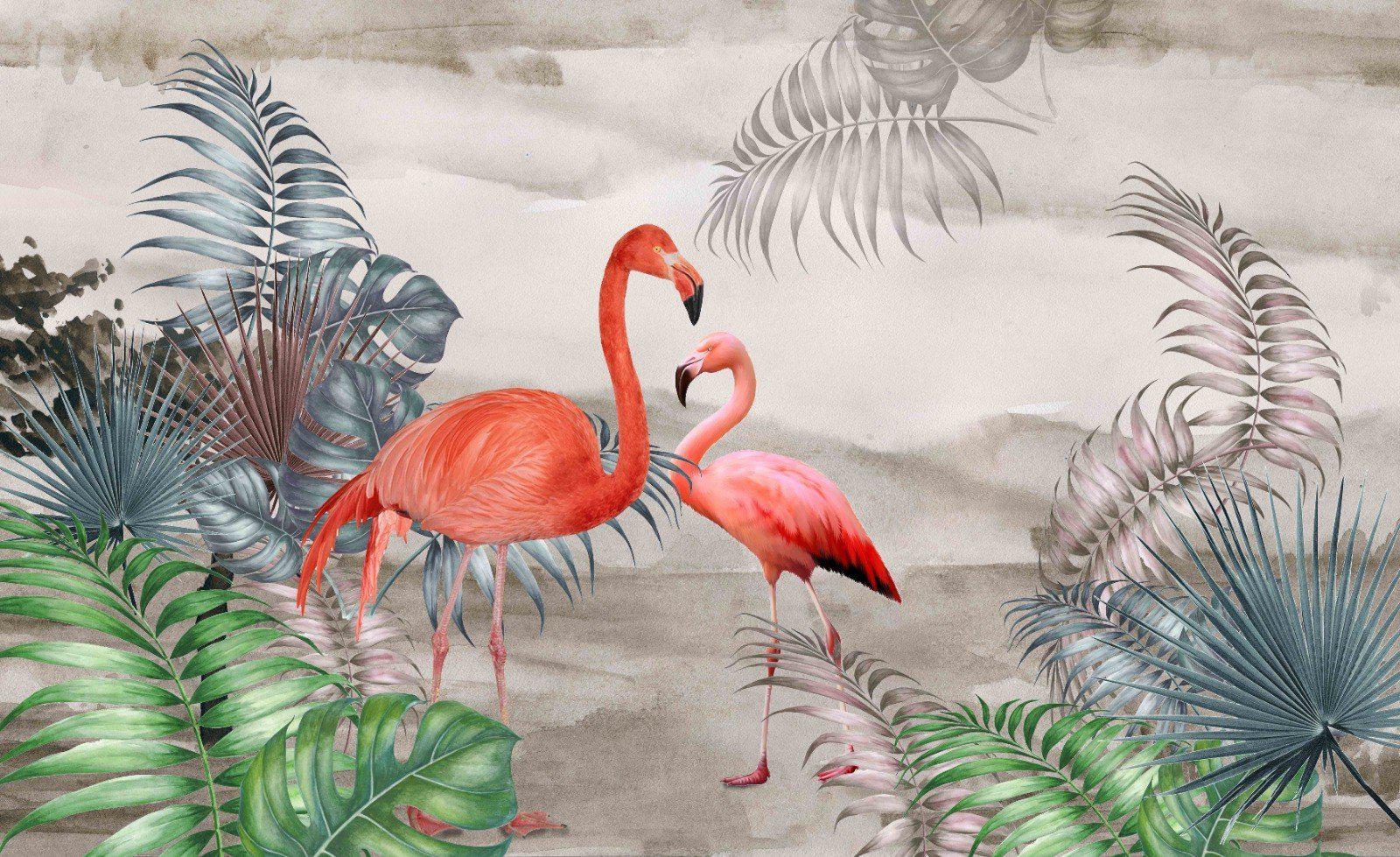 Blush Flamingo Tropical Wallpaper