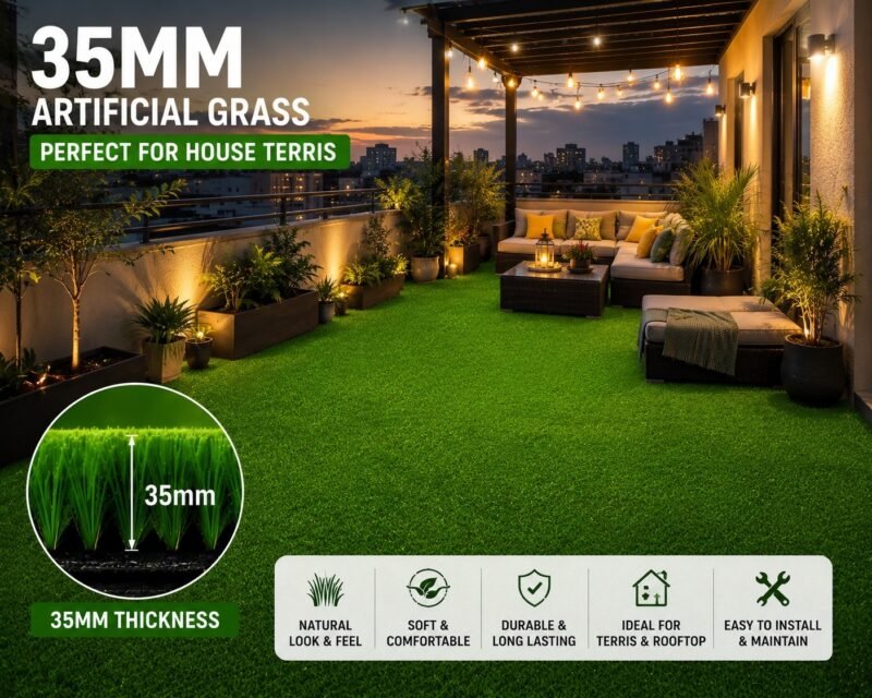 35MM Artificial Grass – Double Backing | 6.5 FT Standard Width (Copy) - Image 2