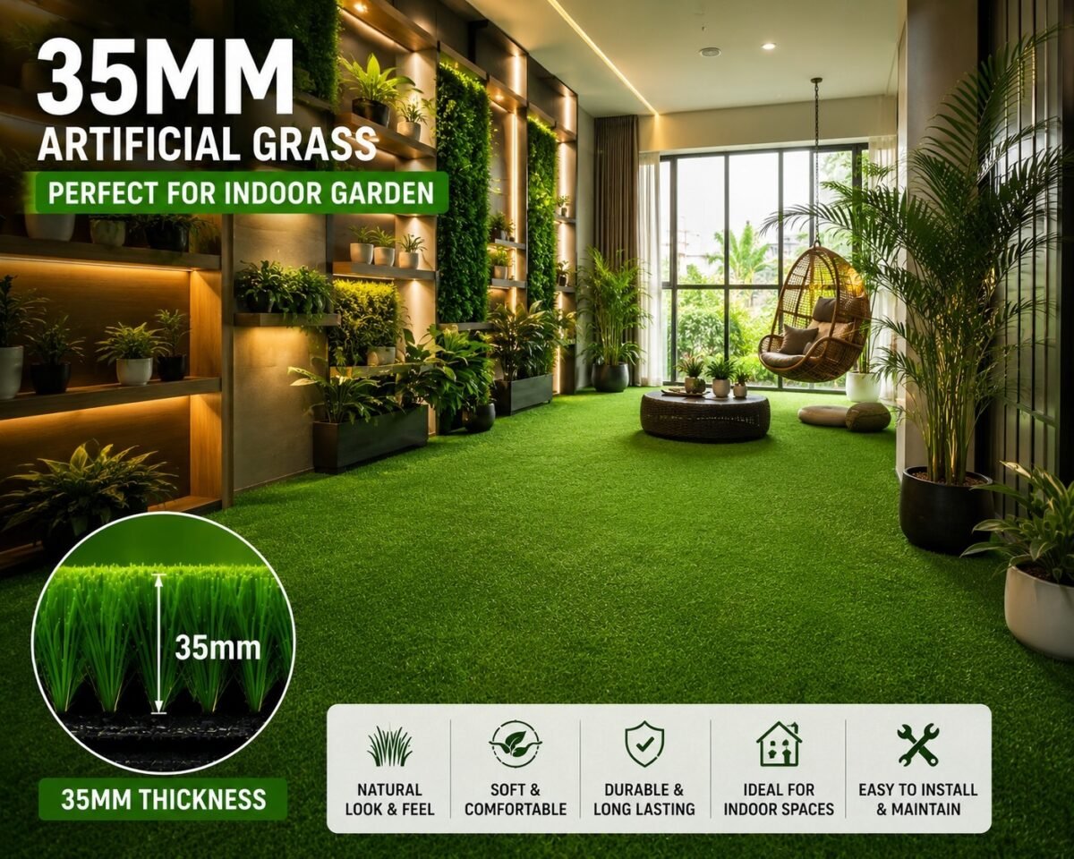 35MM Artificial Grass – Double Backing | 6.5 FT Standard Width (Copy)